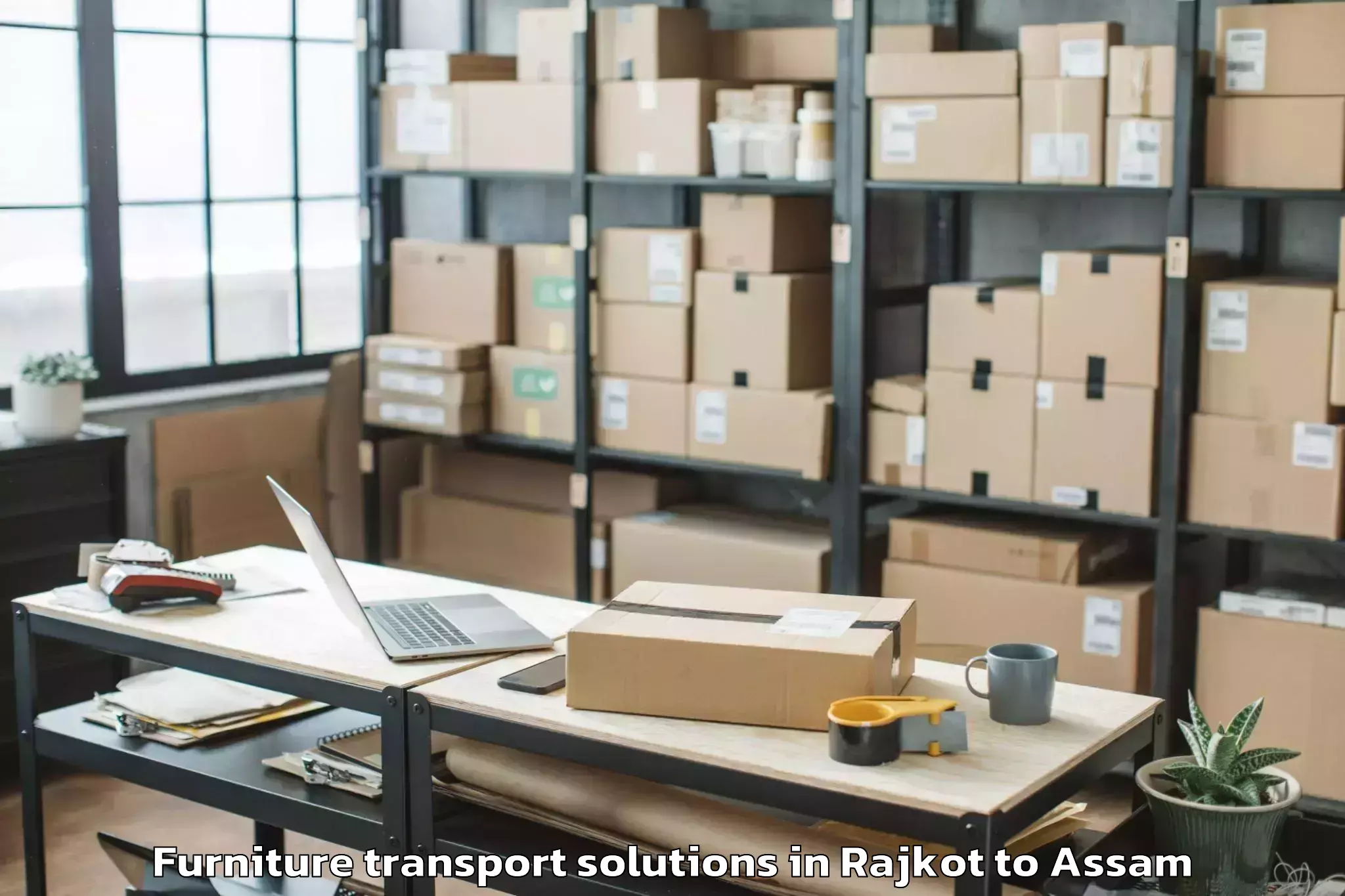 Easy Rajkot to Bokakhat Furniture Transport Solutions Booking